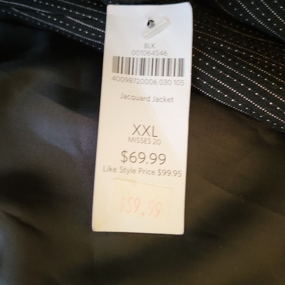 Coldwater Creek Blazer Womens Black White Striped Jacket Open Front - Picture 6 of 8